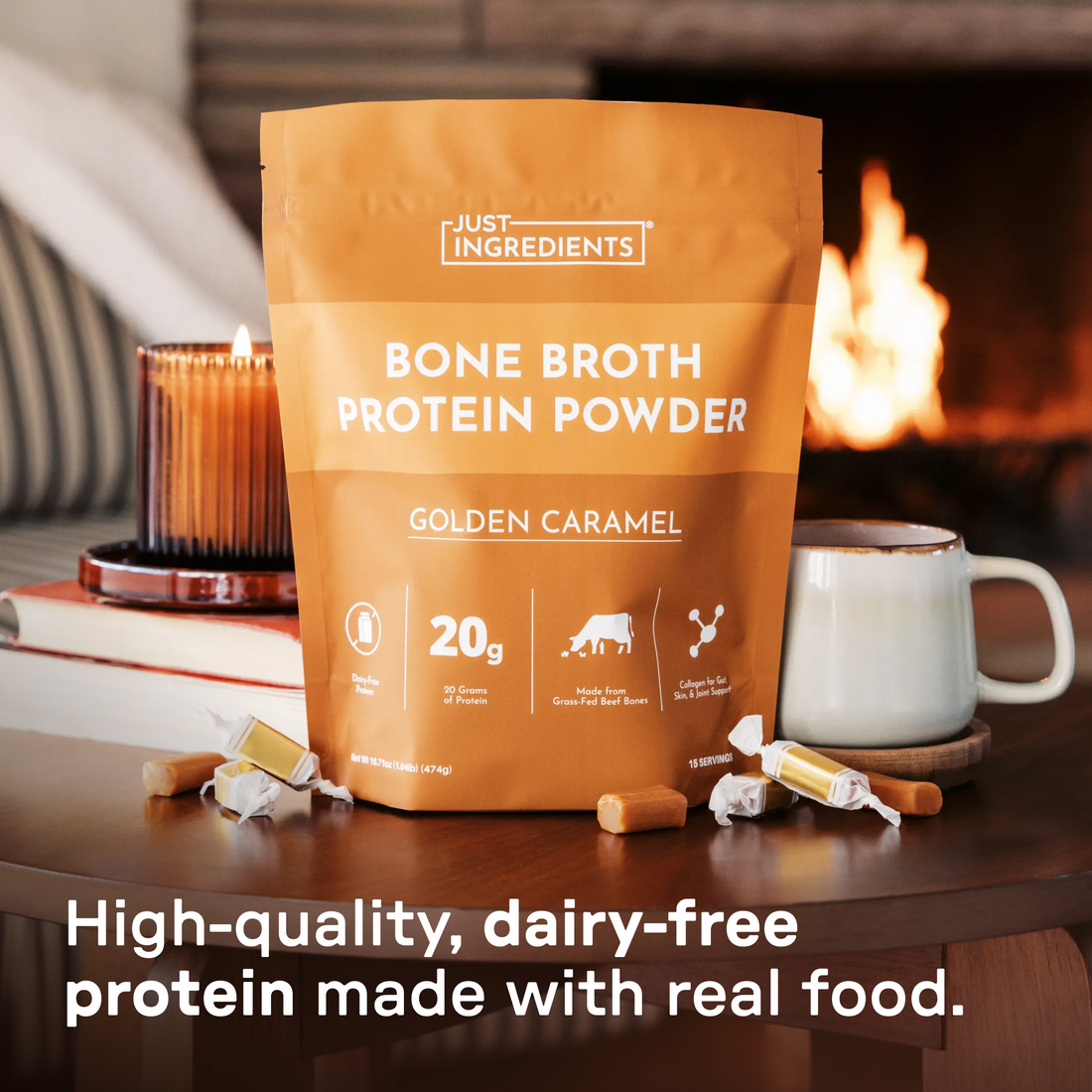 Golden Caramel Bone Broth Protein Powder - JI Difference