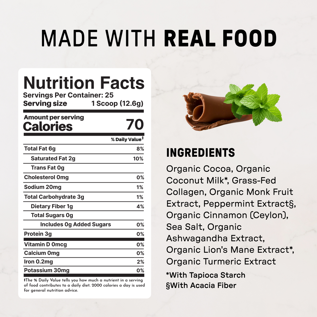 Mint Chocolate Superfood Steamer - Nutrition Panel