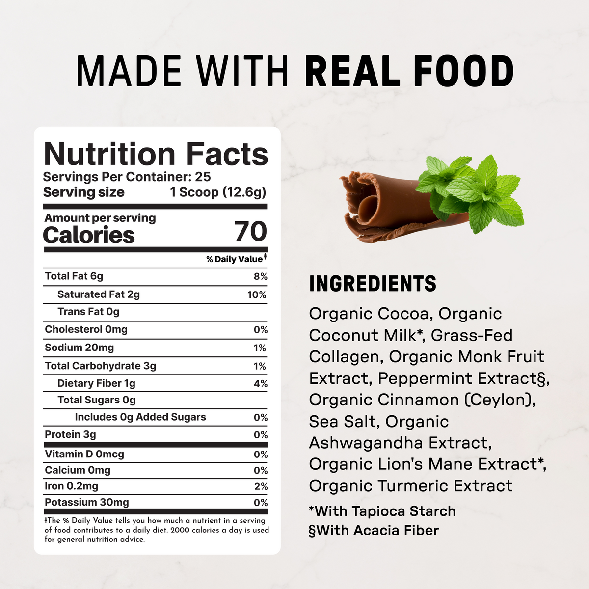 Mint Chocolate Superfood Steamer - Nutrition Panel