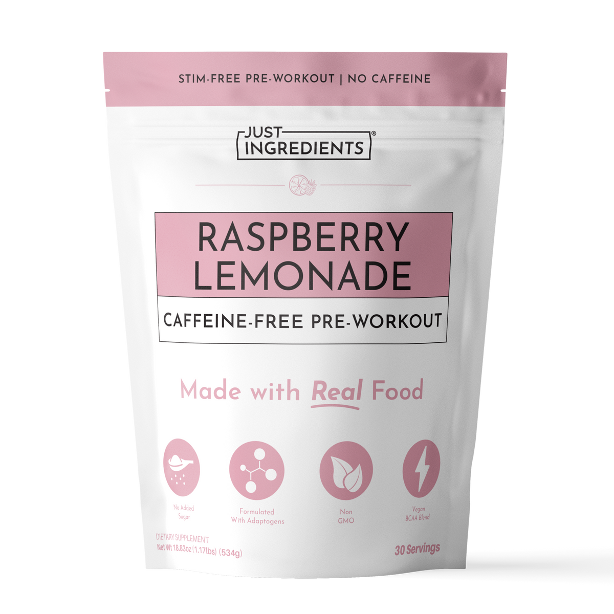 Caffeine-Free Raspberry Lemonade Pre-Workout - Product Mockup