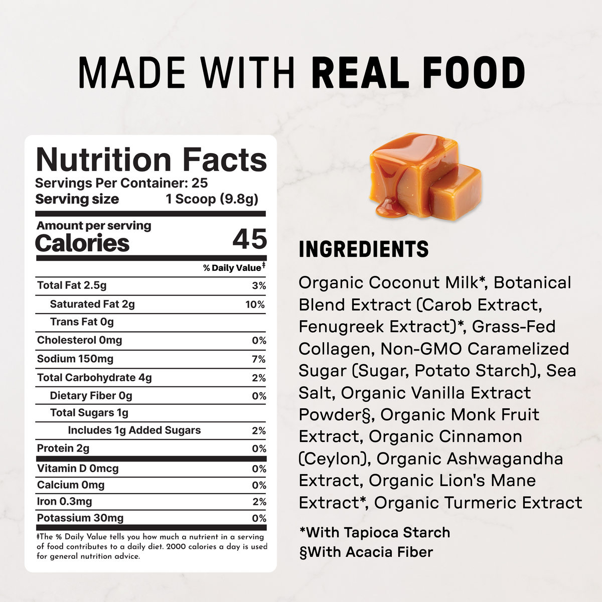 Toasted Caramel Superfood Steamer - Nutrition Panel