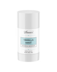 White cylindrical deodorant stick labeled Vanilla Mint Magnesium Deodorant, 2.68oz, made in USA.