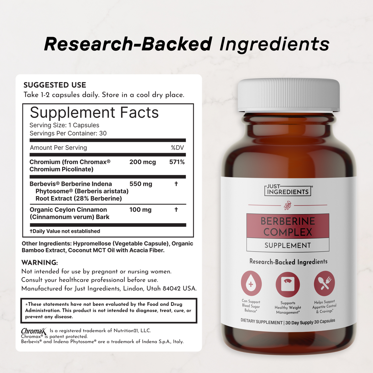 Berberine Supplement - Nutrition Panel