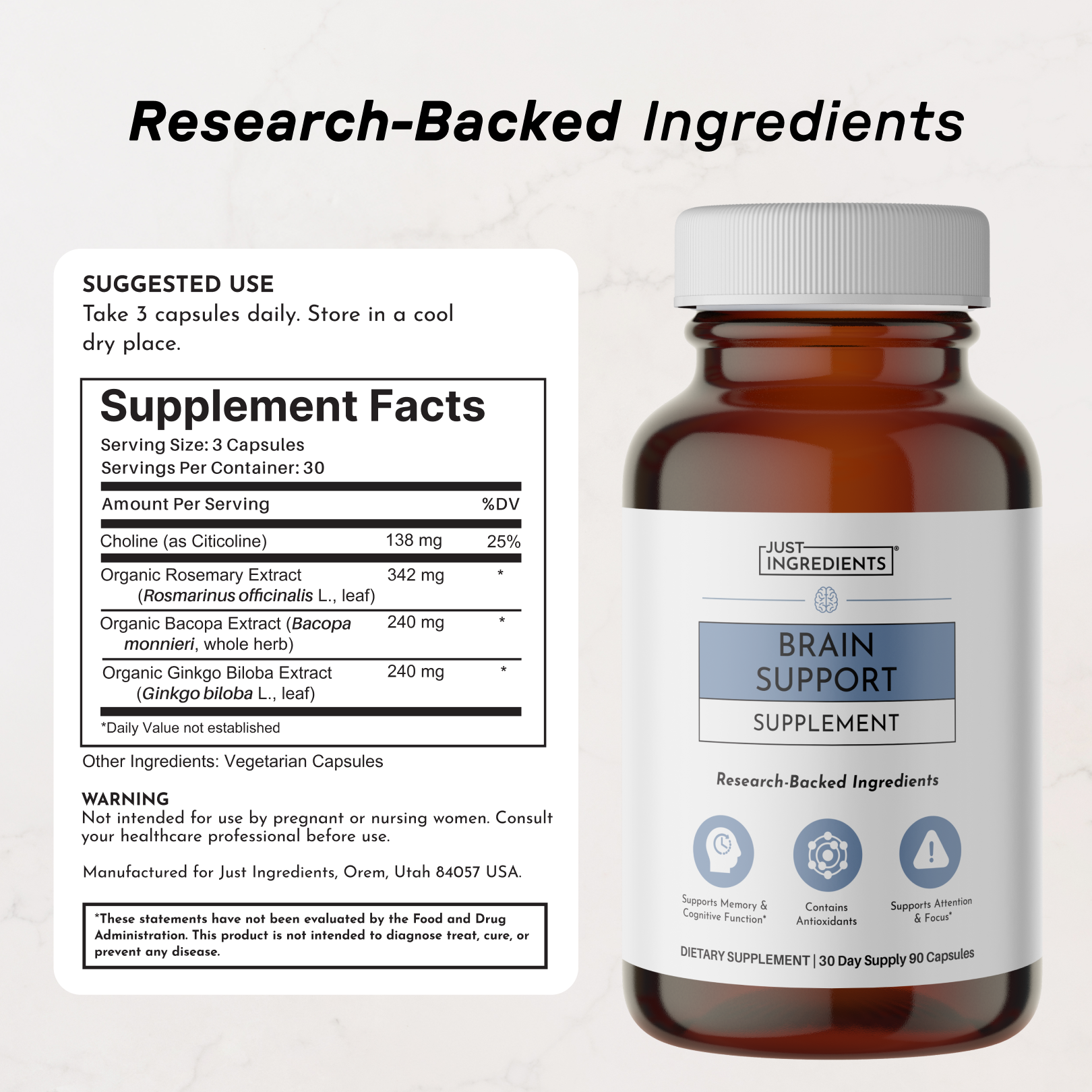 Brain Support Supplement - Nutrition Panel