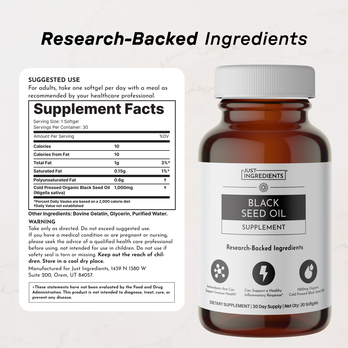 Black Seed Oil - Nutrition Panel