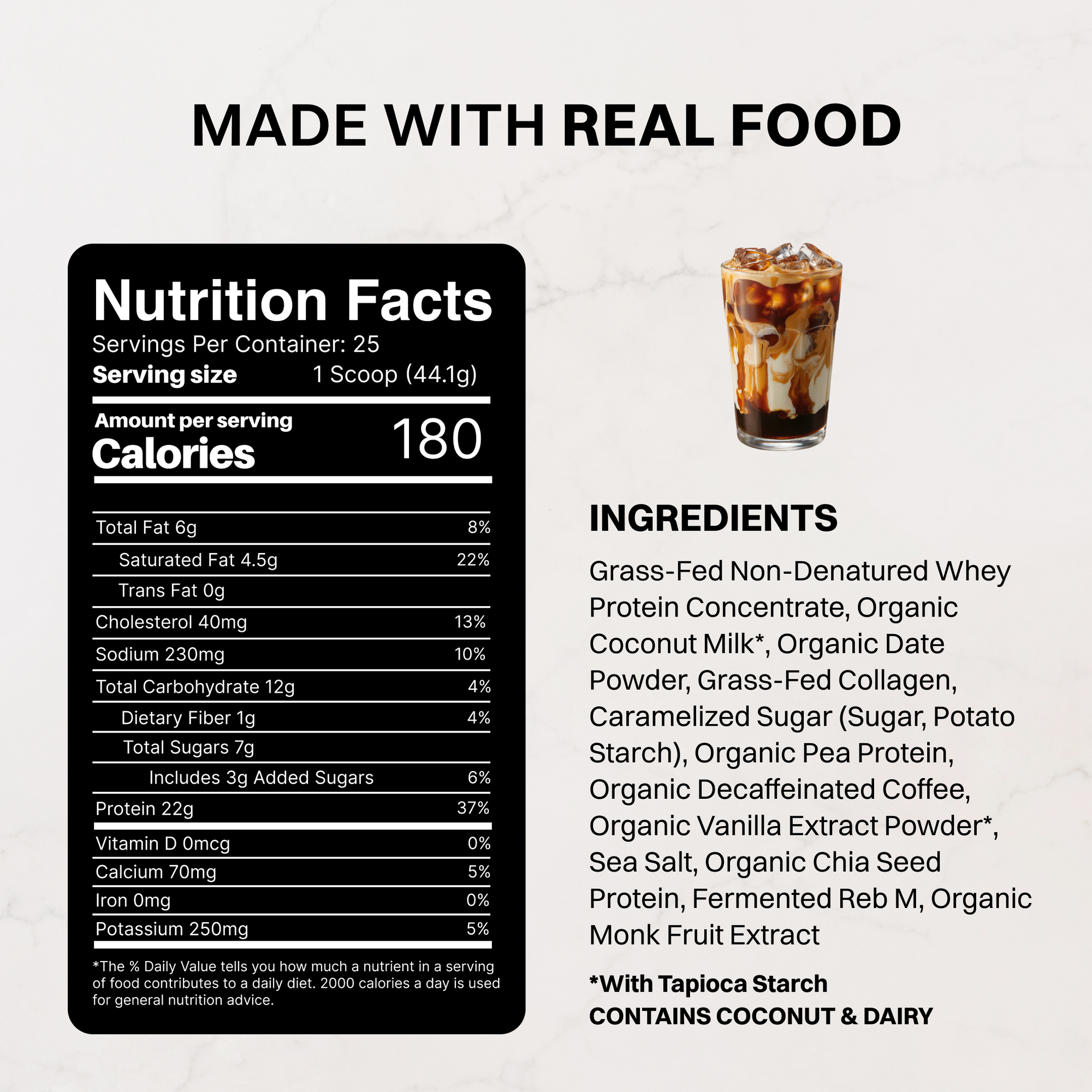 Bryce's Caramel Latte Protein Powder - Nutrition Panel