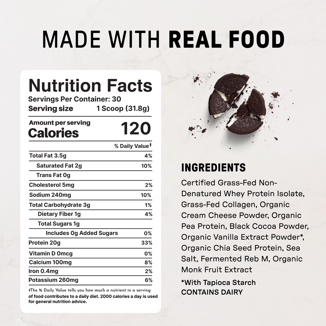 Cookies & Cream Protein Powder - Nutrition Panel