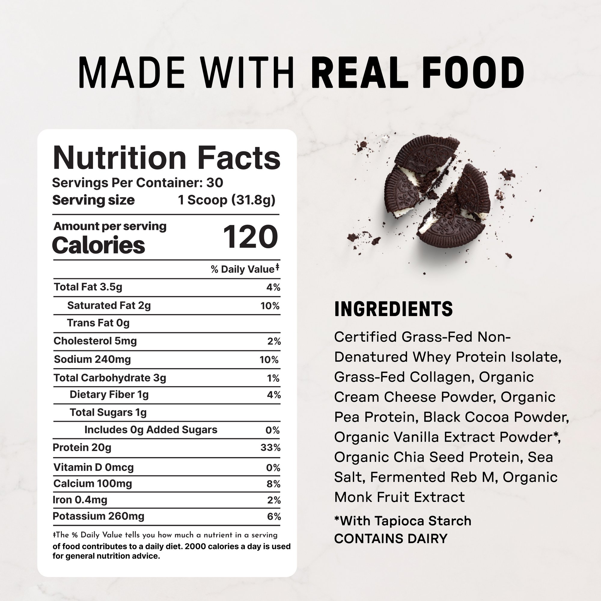 Cookies & Cream Protein Powder - Nutrition Panel