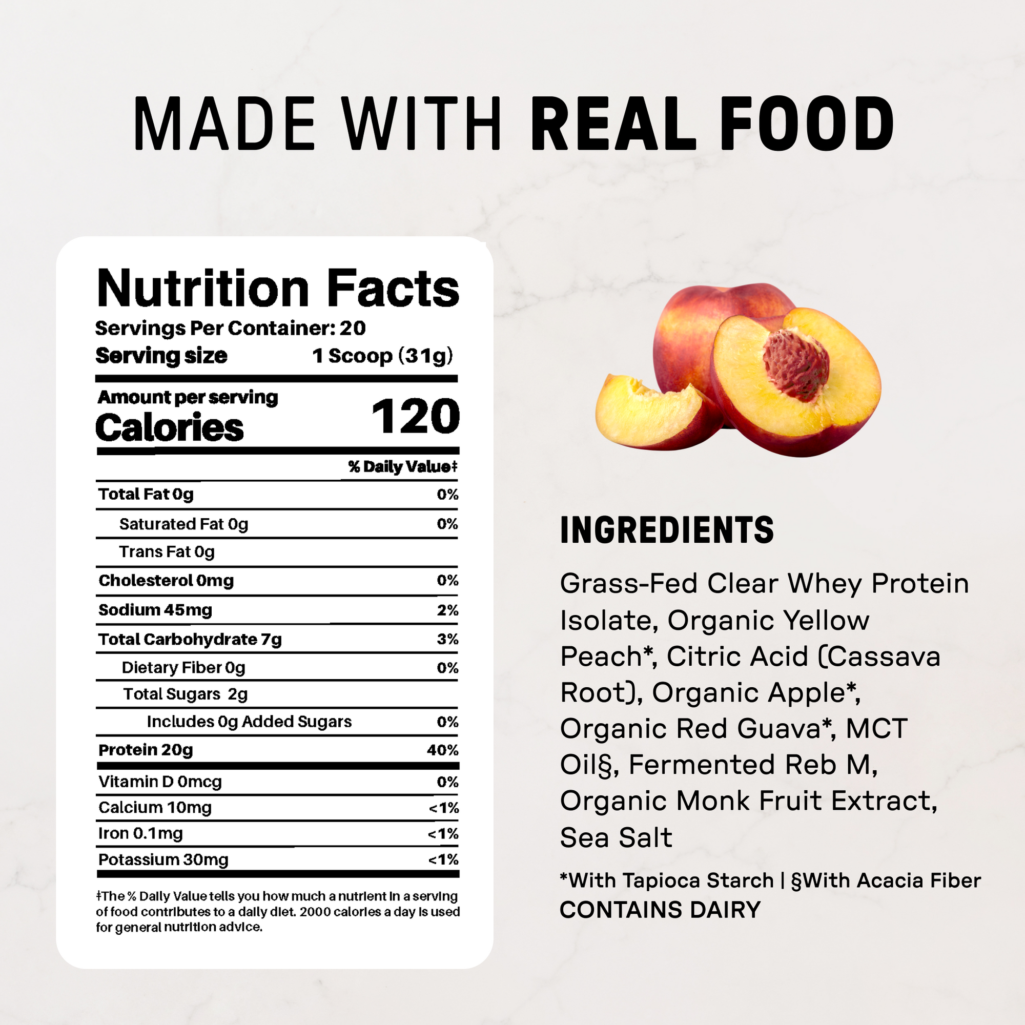 Perfect Peach Clear Protein - Nutrition Panel