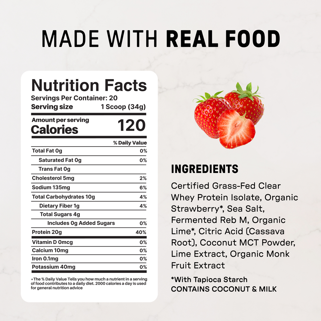 Strawberry Slush Clear Protein Powder - Nutrition Panel