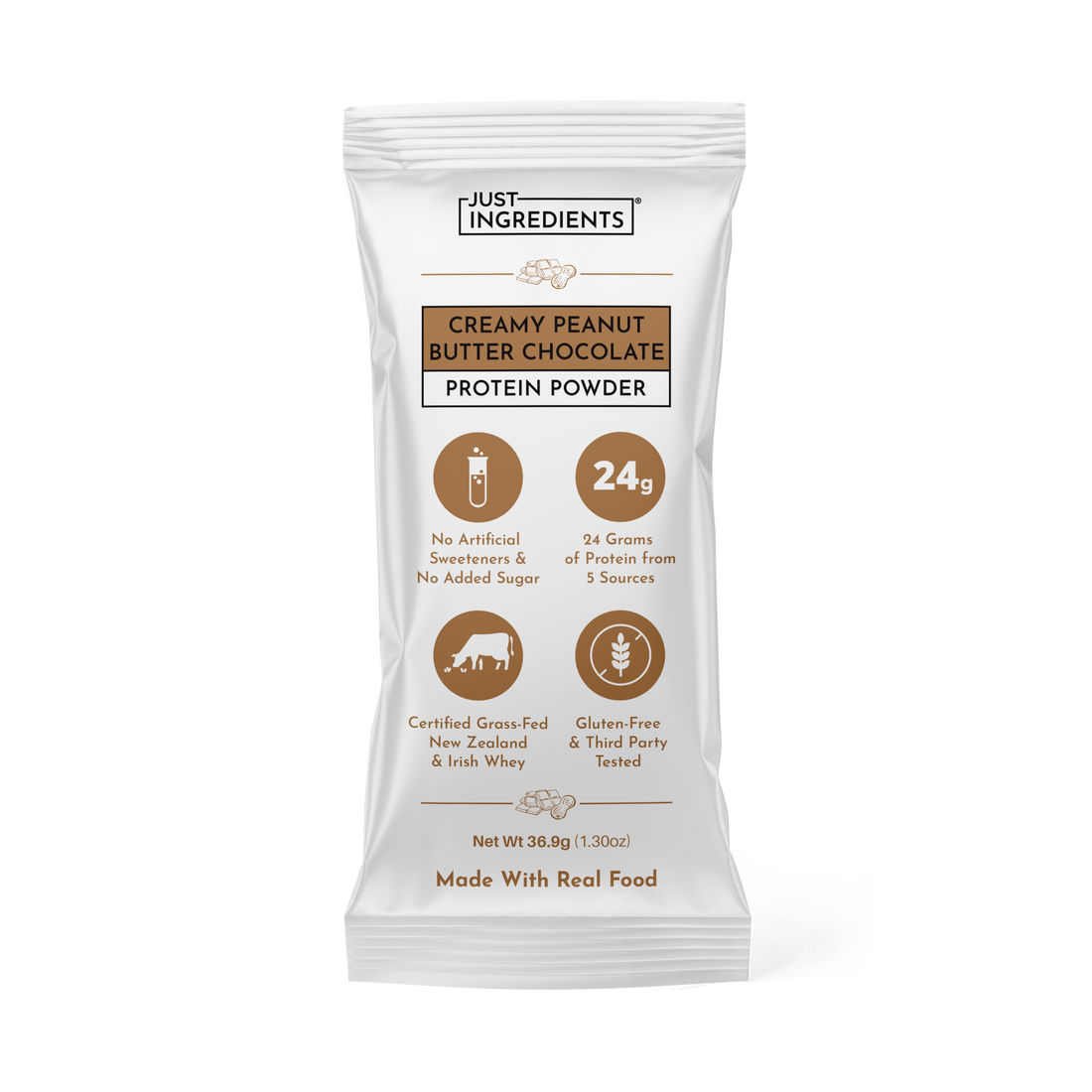 Creamy Peanut Butter Chocolate Protein Powder - Individual Stick - Product Mockup