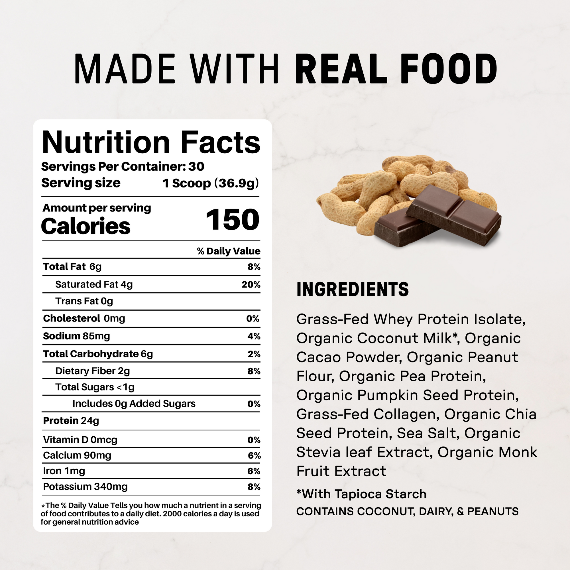Creamy Peanut Butter Chocolate Protein Powder - Nutrition Panel