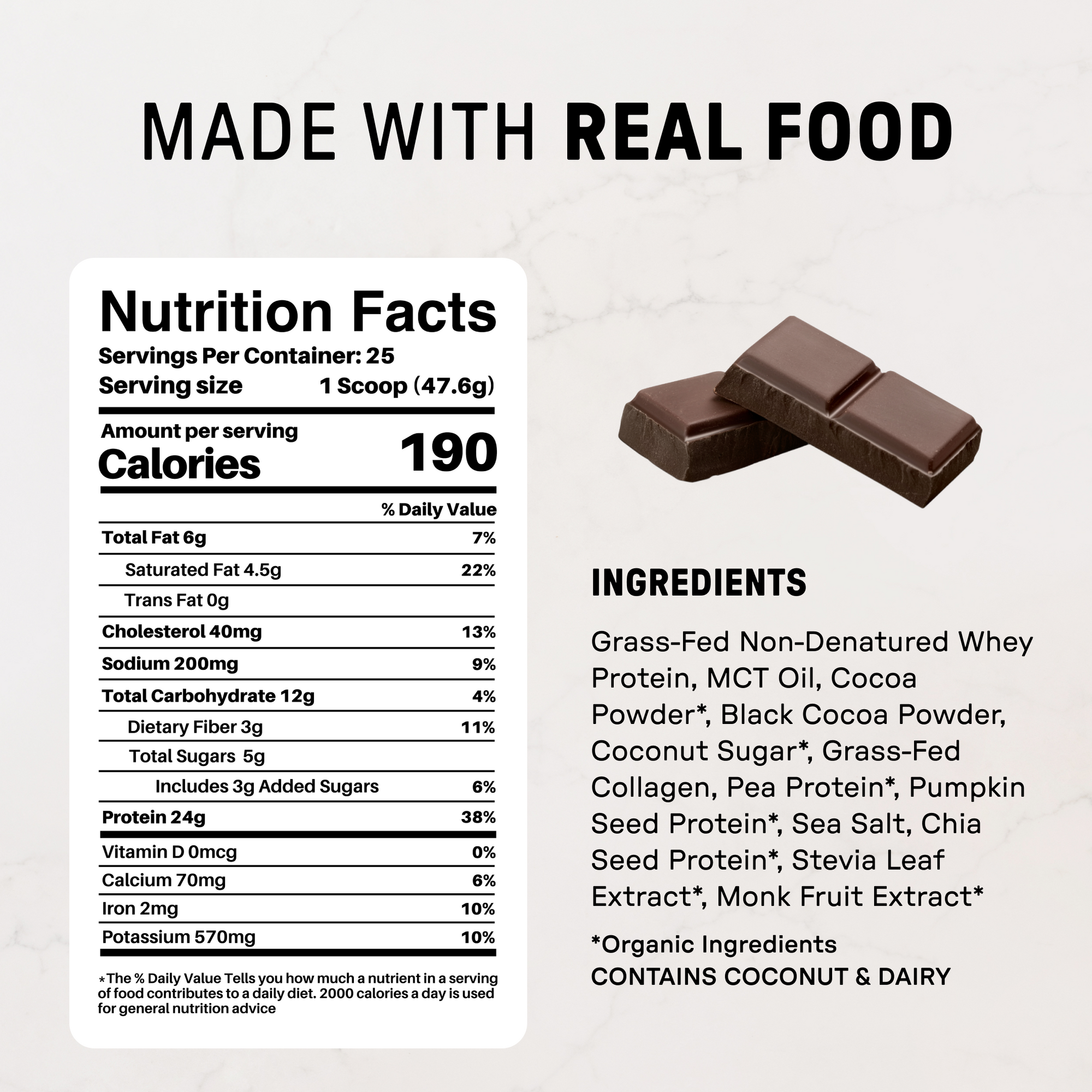 Daneise's Double Chocolate Protein Powder - Nutrition Panel