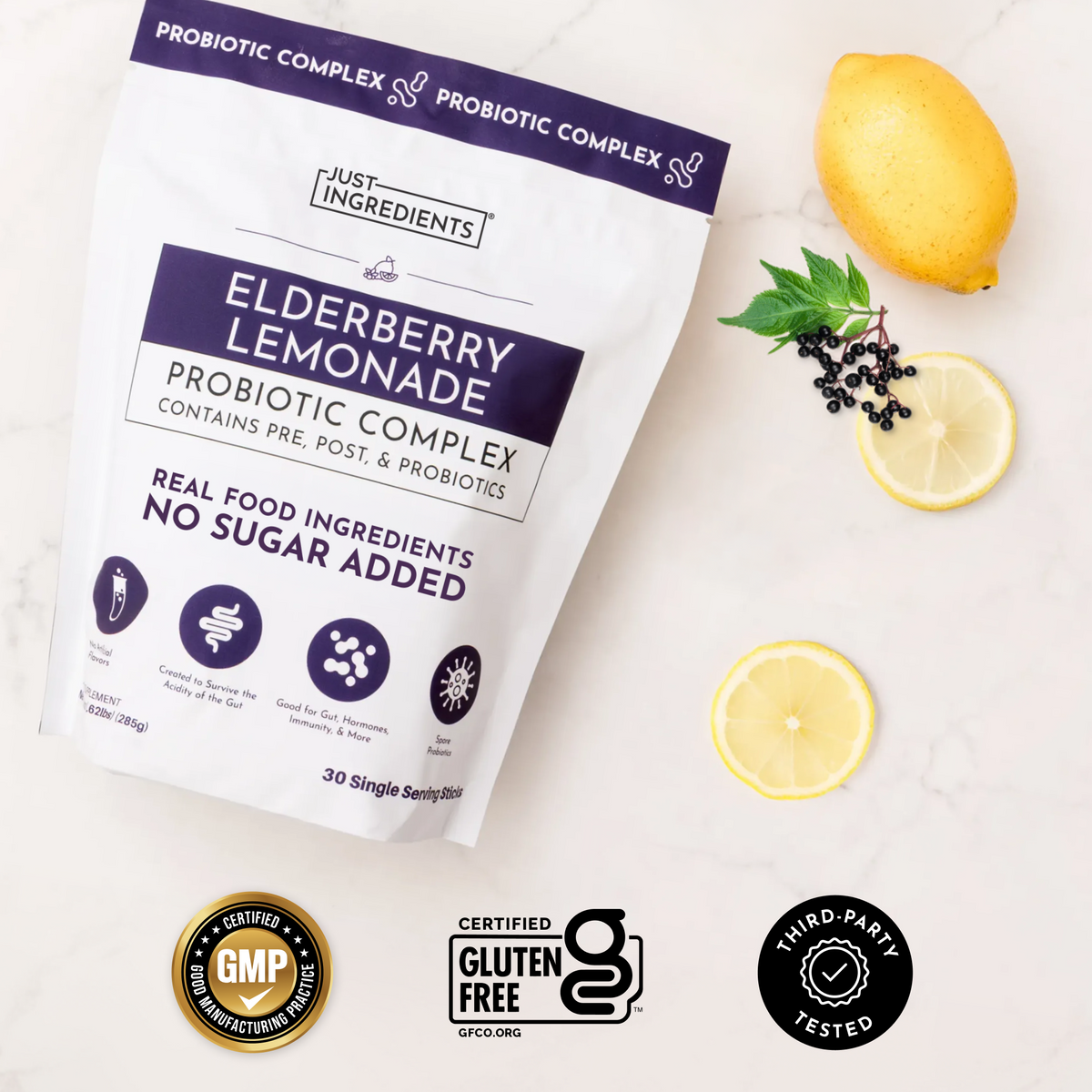 Elderberry Lemonade 3-In-1 Probiotic Complex - Cert