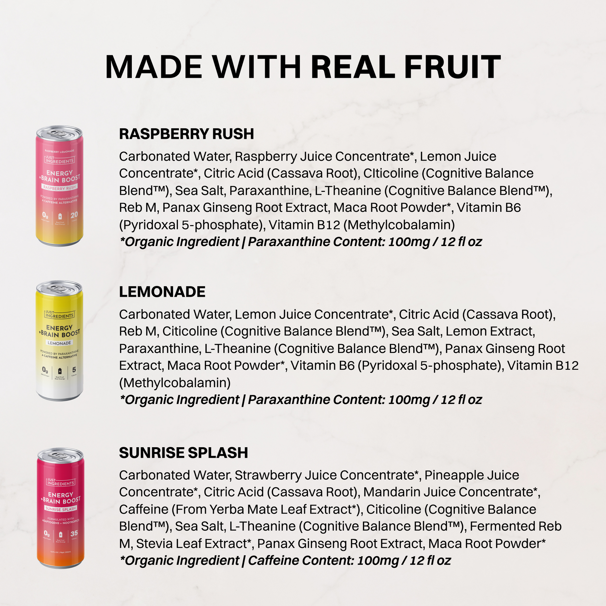 Energy Drink Variety Pack - Nutrition Panel 1