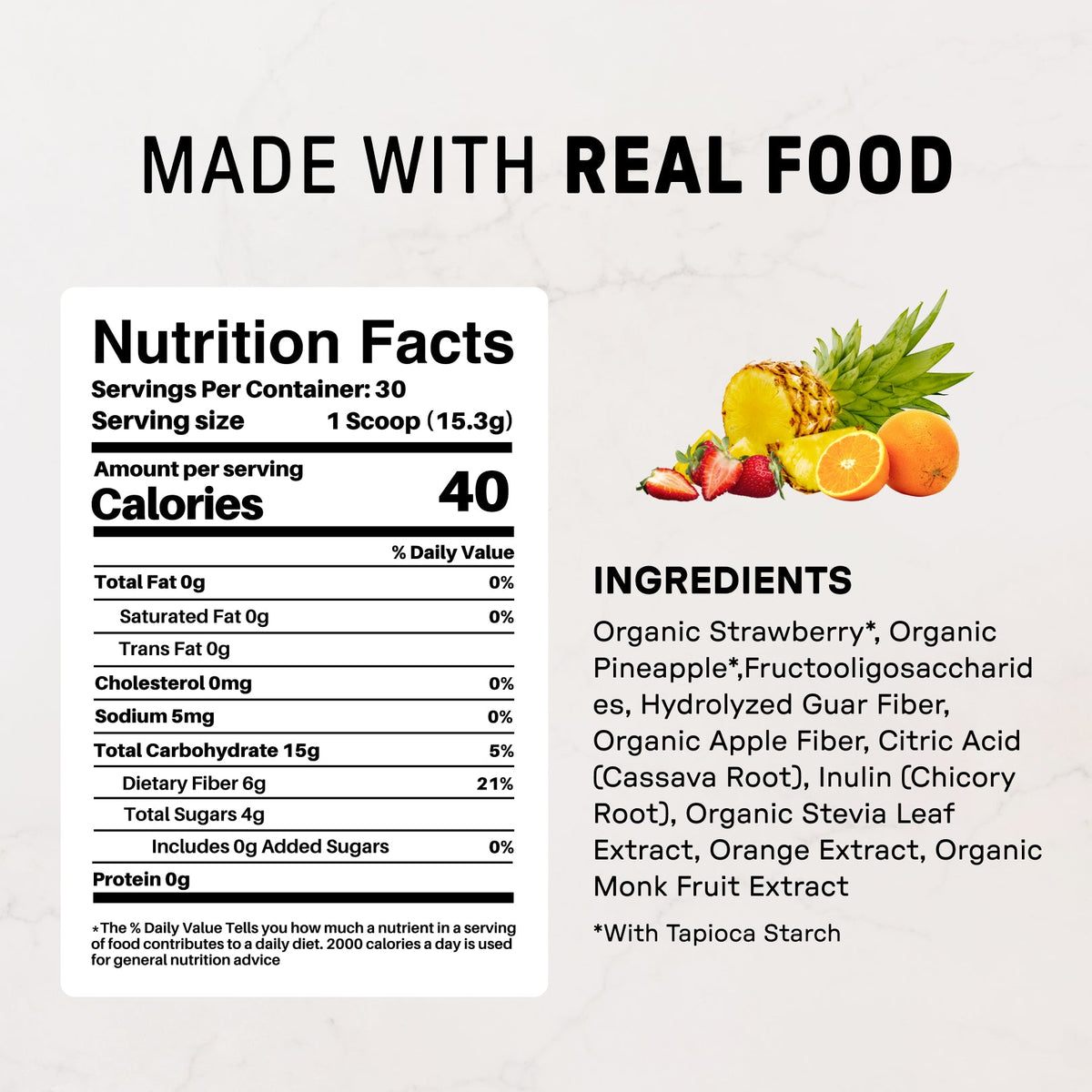 Fruit Punch Fiber Drink - Nutrition Panel