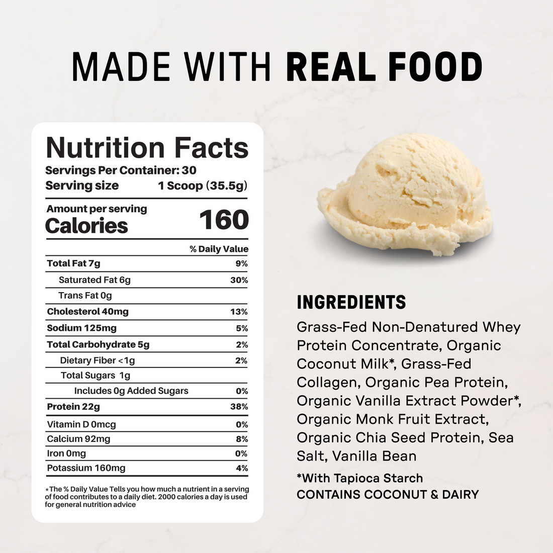 French Vanilla Protein Powder - Nutrition Panel