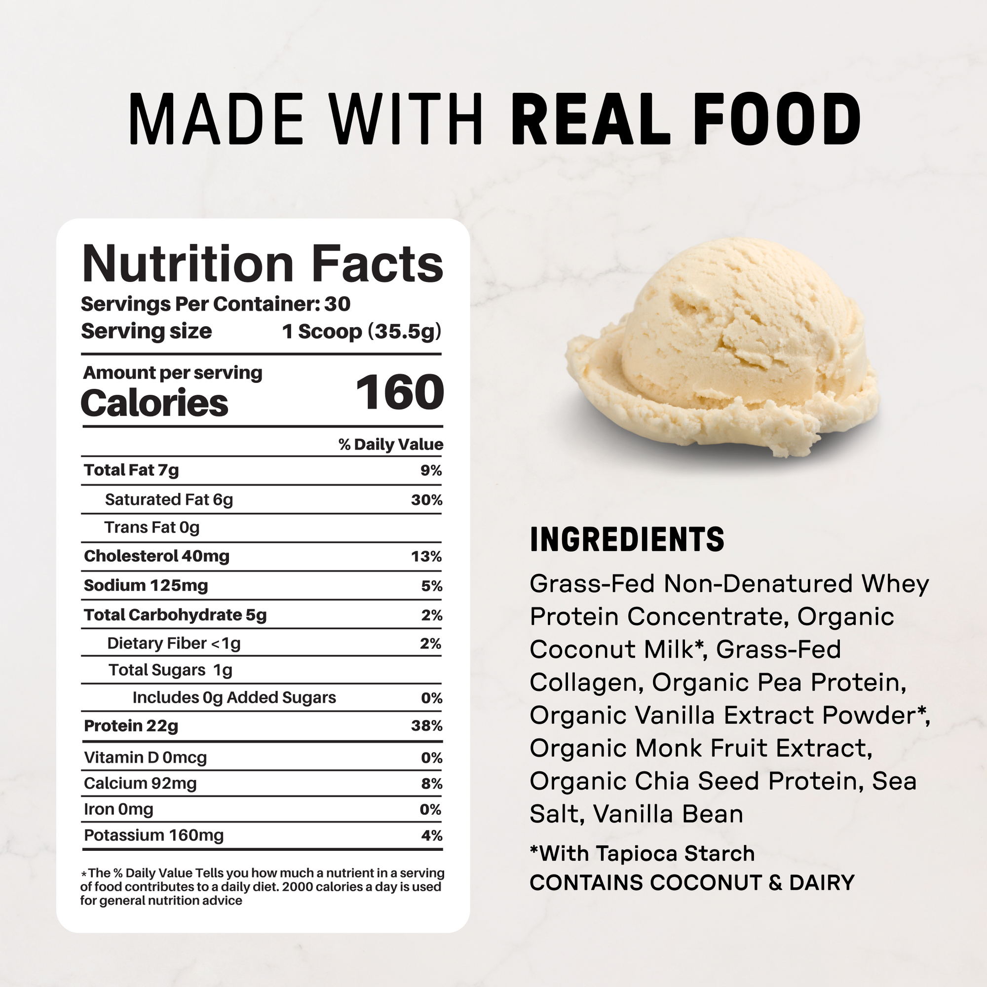 French Vanilla Protein Powder - Nutrition Panel