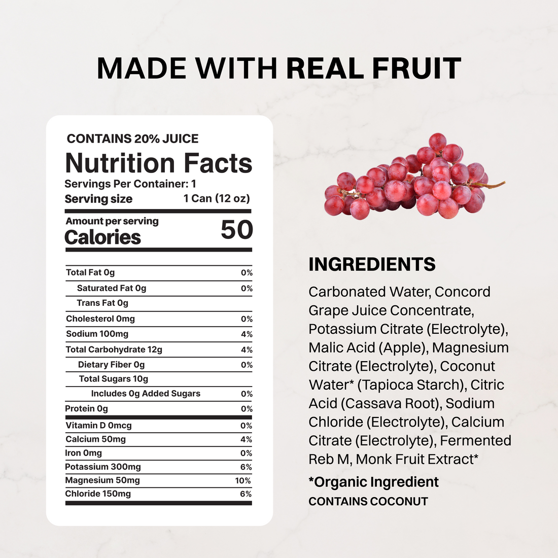 Grape Soda Sparkling Electrolytes - Nutrition Panel