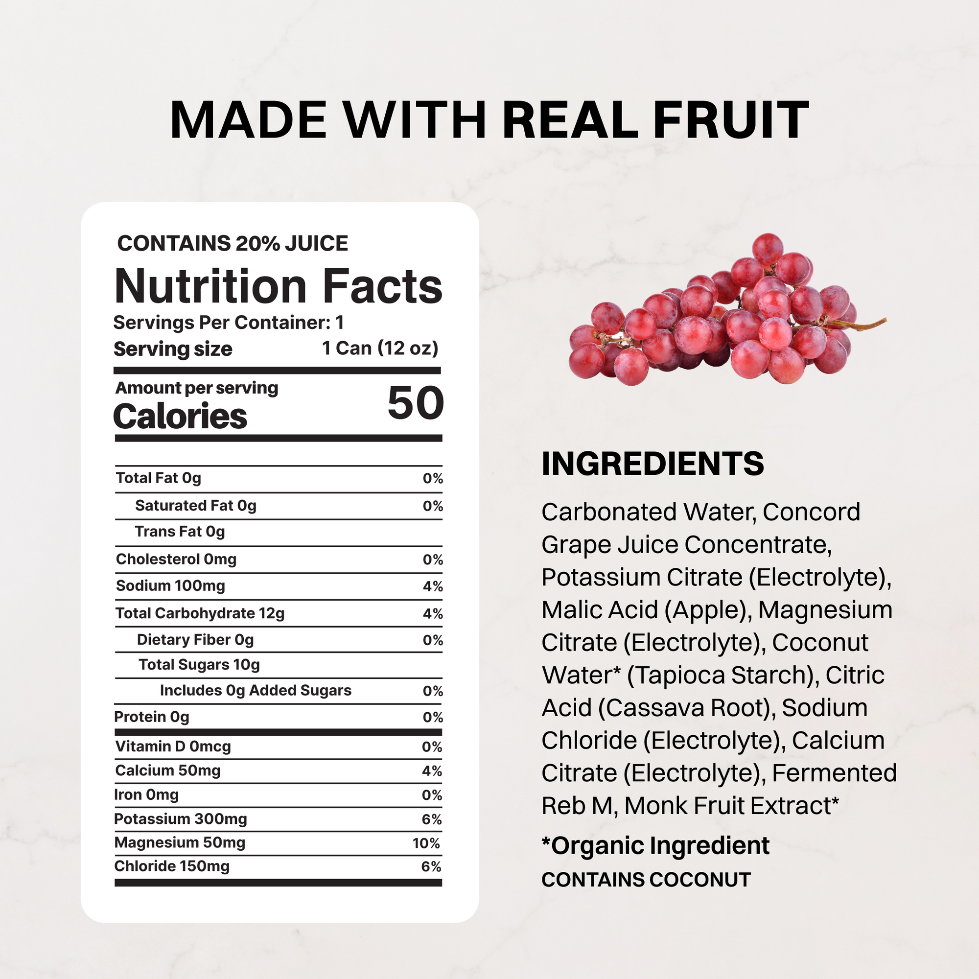 Grape Soda Sparkling Electrolytes - Nutrition Panel