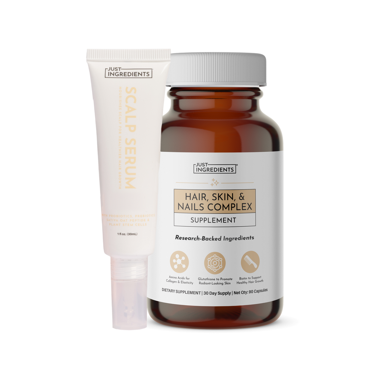 Hair, Skin, and Nails + Scalp Serum Bundle - Product Mockup