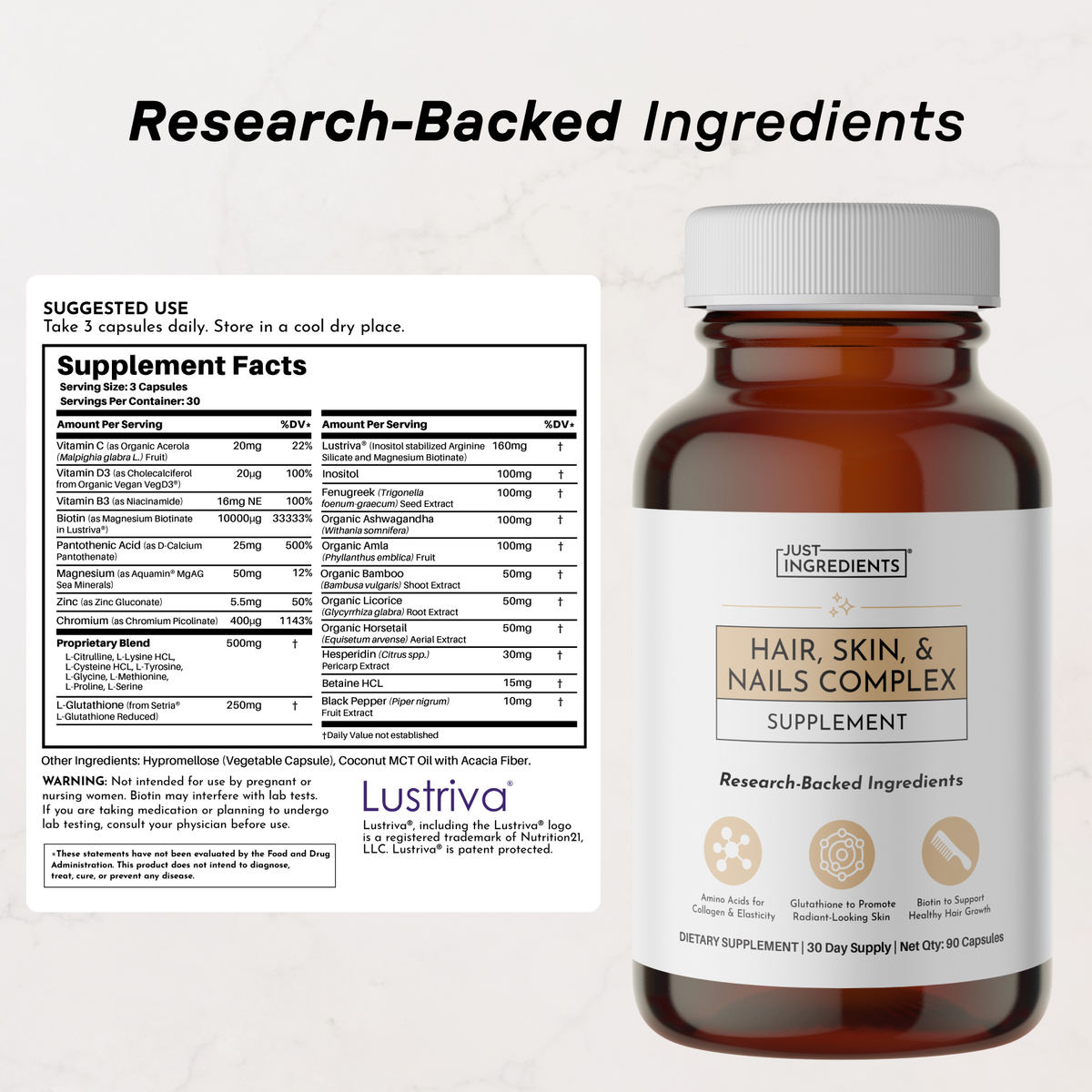 Hair, Skin &amp; Nails Supplement - Nutrition Panel