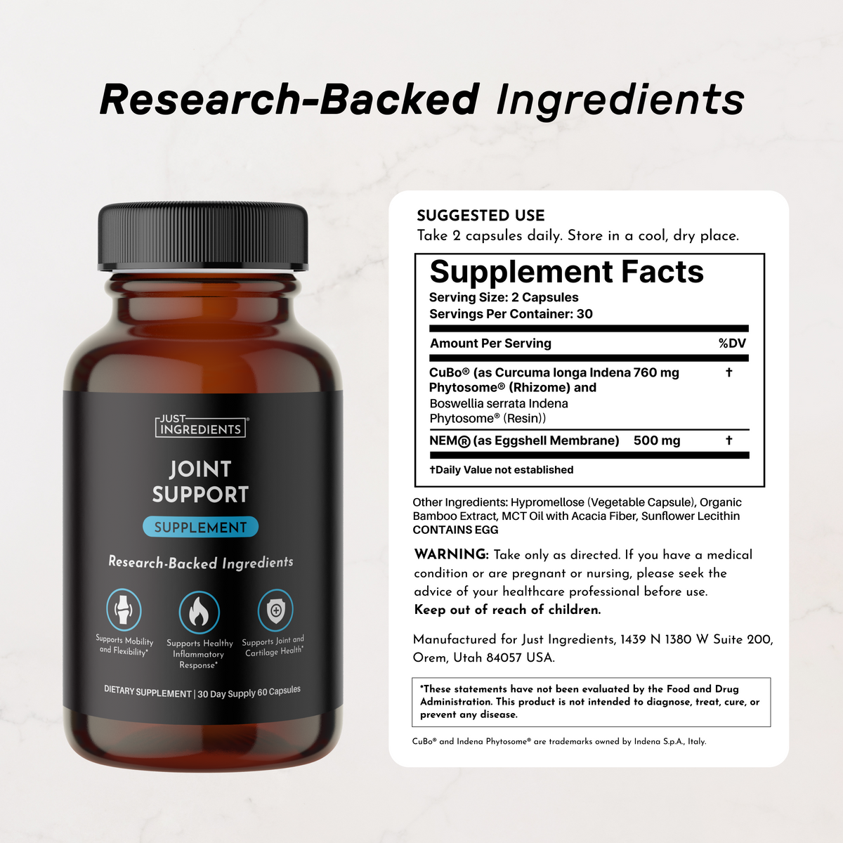 Joint Support Supplement - Nutrition Panel