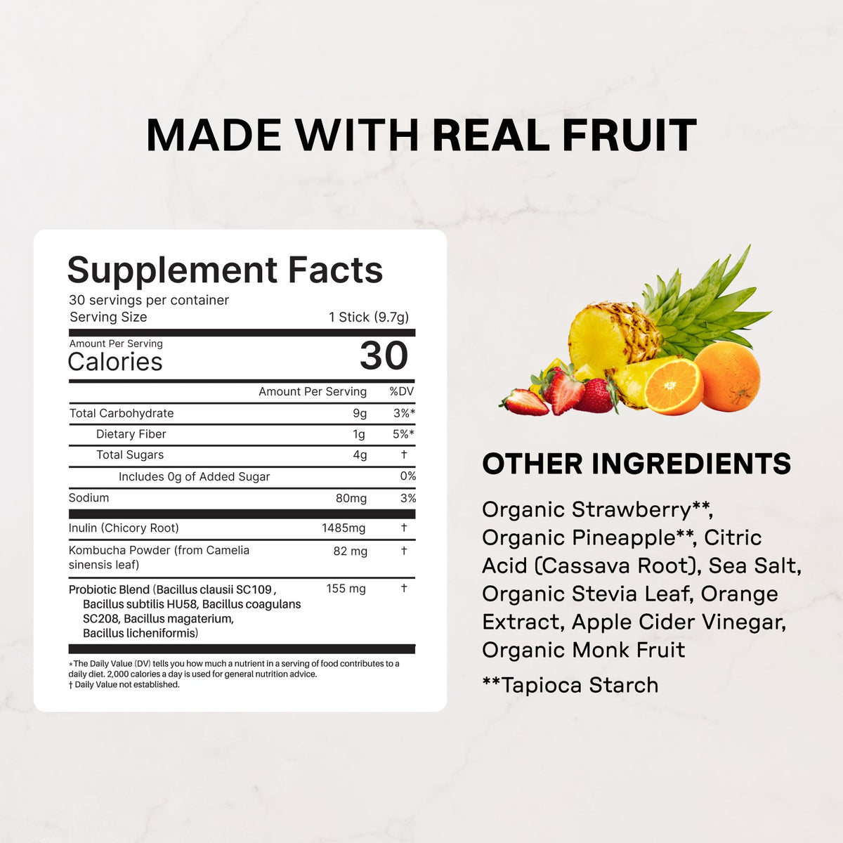 Fruit Punch Probiotic Complex for Kids - Nutrition Panel