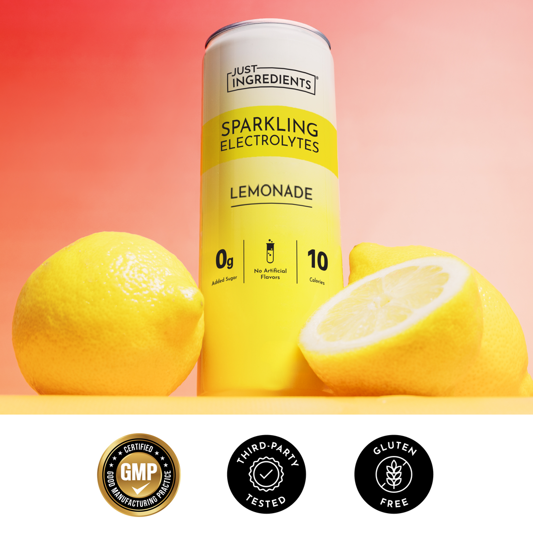 Close-up of product features and ingredient highlights showing potassium-forward formula and real fruit flavor.