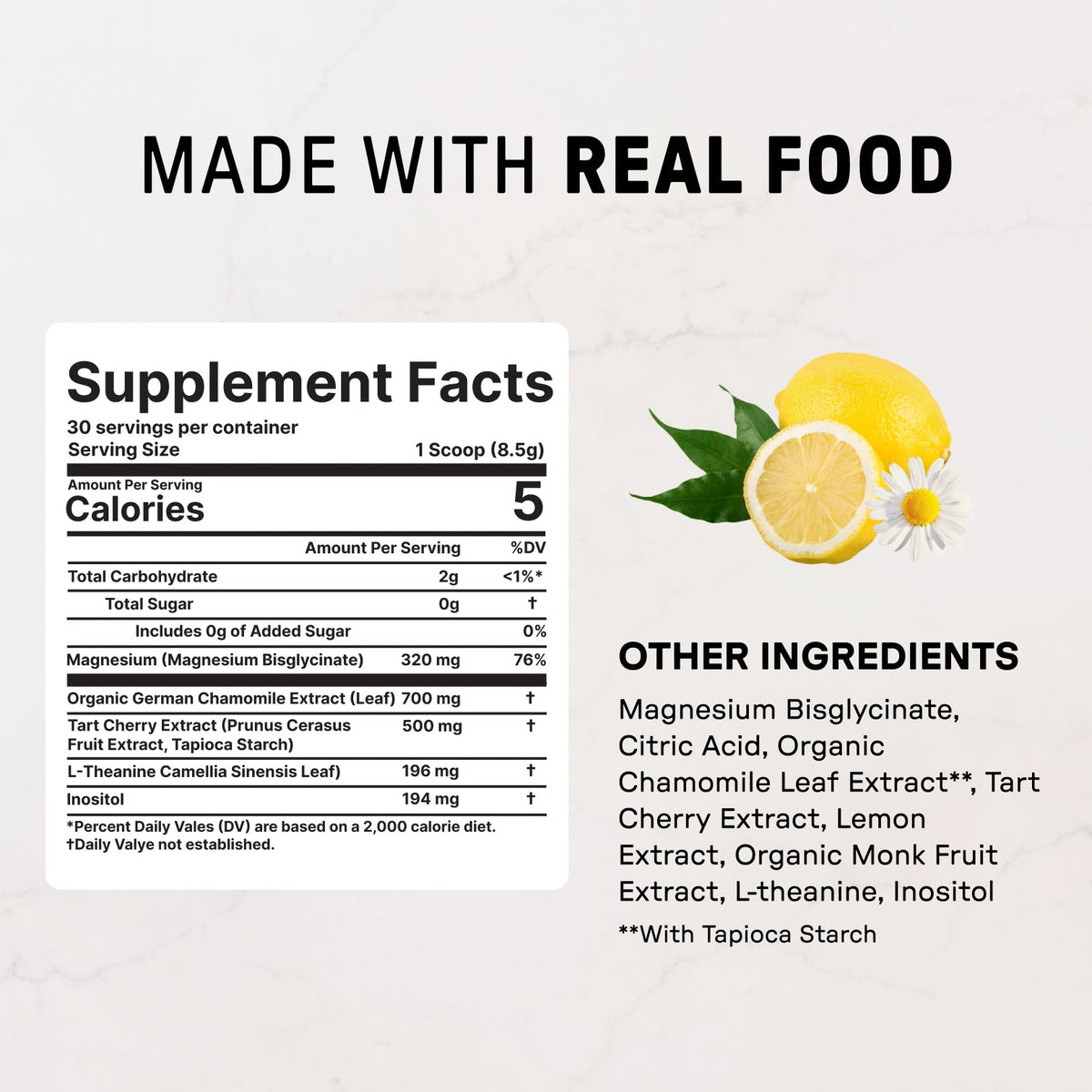 Lemon Chamomile Nighttime Relax - Nutrition Panel