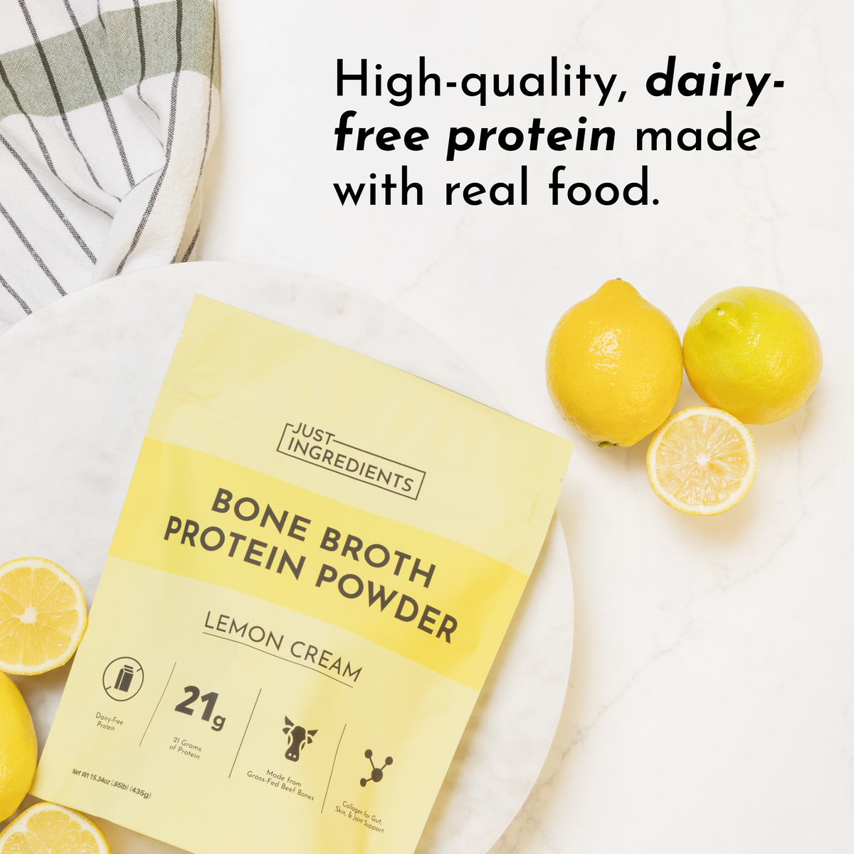 Lemon Cream Bone Broth Protein Powder - JI Difference