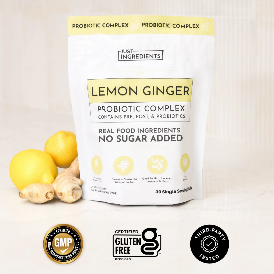 Lemon Ginger 3-In-1 Probiotic Complex - Cert