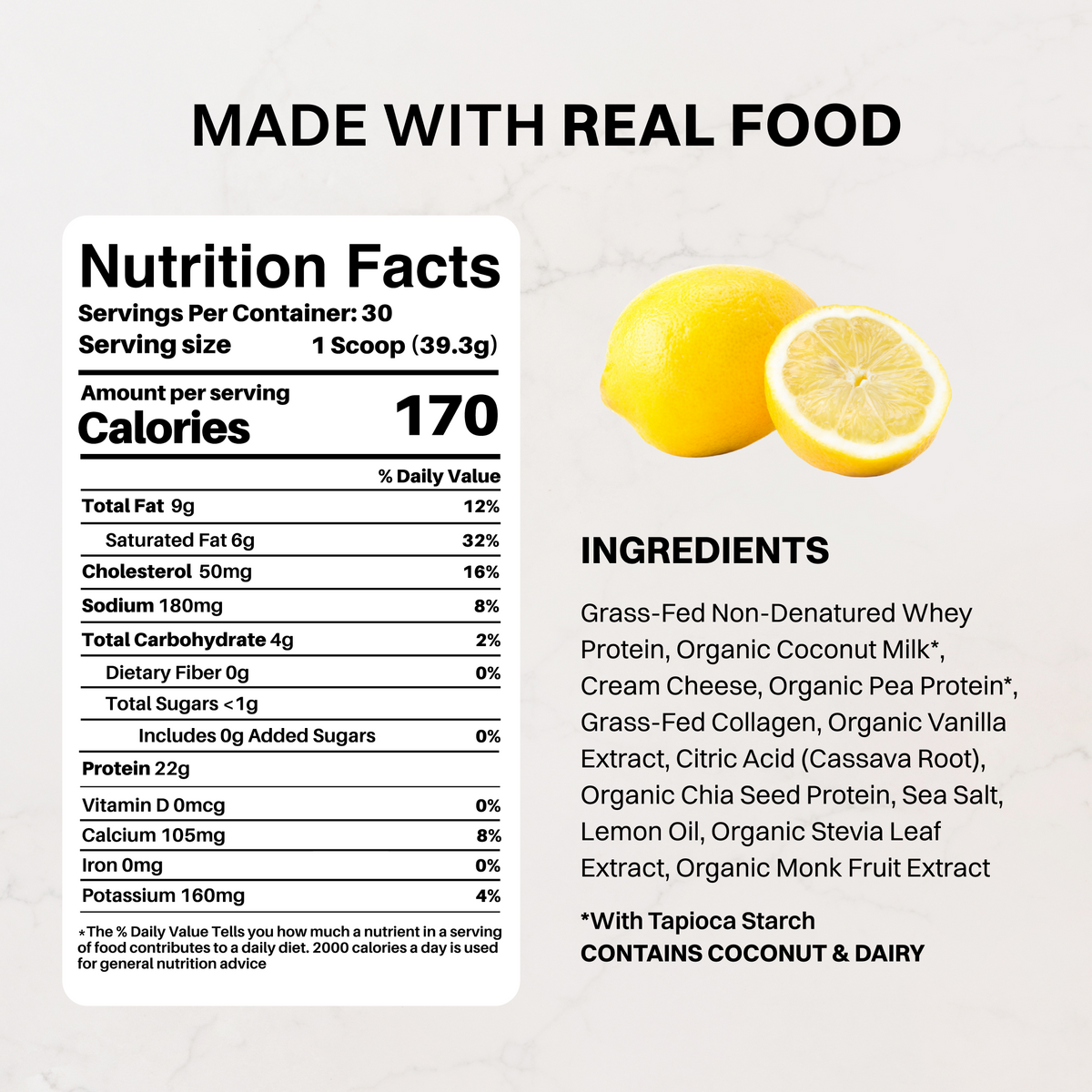 Lemon Swish Protein Powder - Nutrition Panel