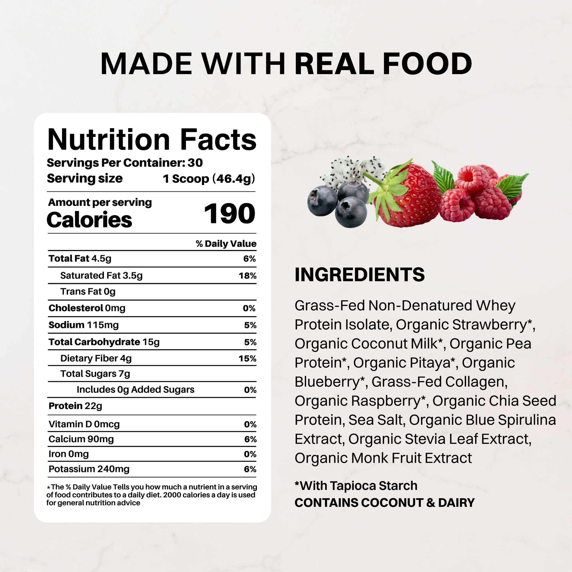 Mountain Berry Protein Powder - Nutrition Panel