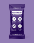 Purple Mountain Berry protein stick packaging showing nutrition facts and ingredient list.