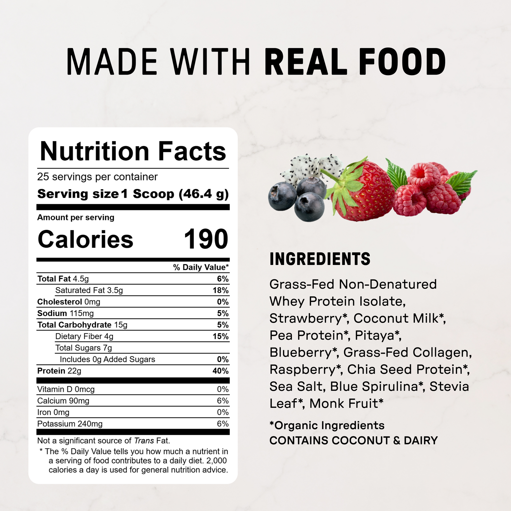 Mountain Berry Protein Powder - Nutrition Panel