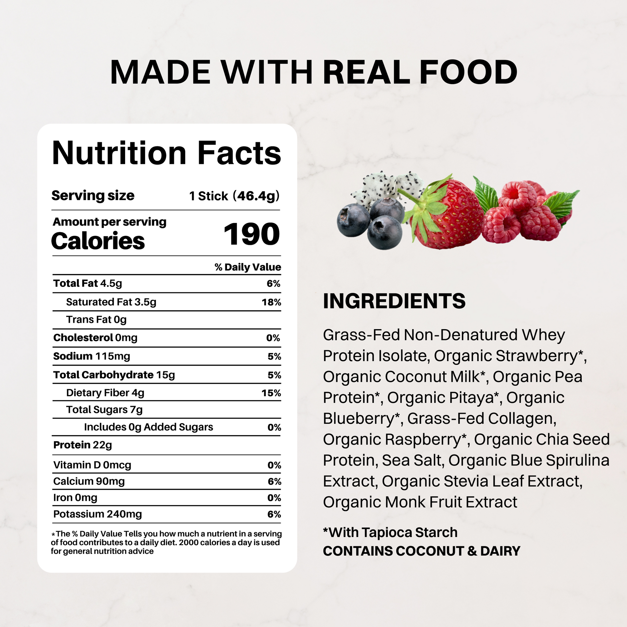 Comparison table highlighting Just Ingredients standards and checks for ingredient quality.
