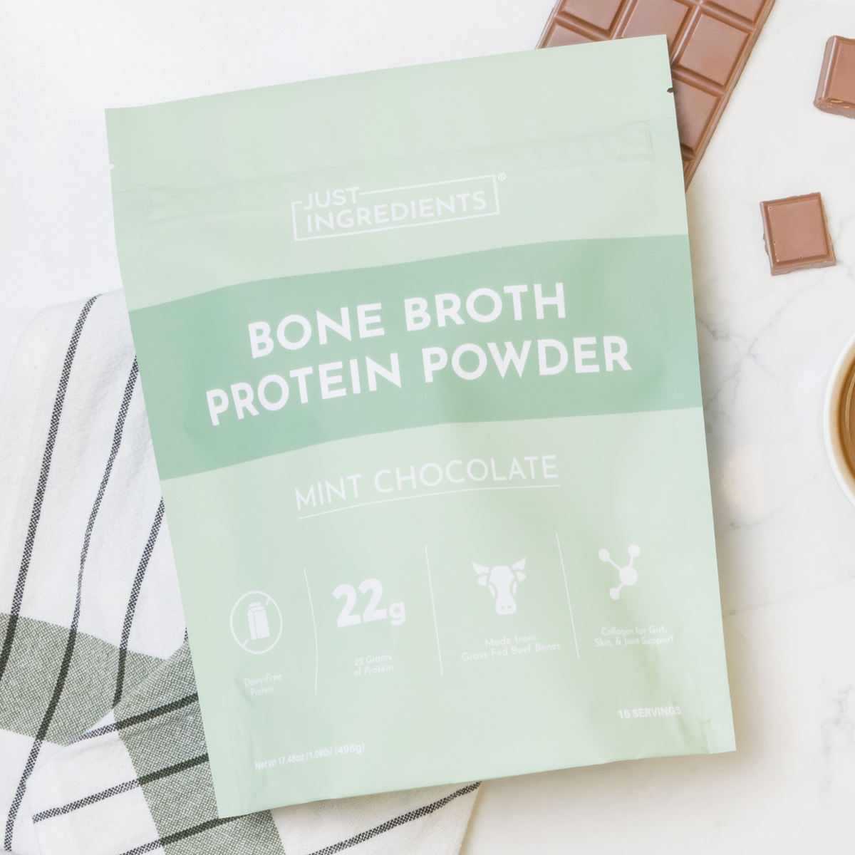 Mint Chocolate Bone Broth Protein Powder - Cert