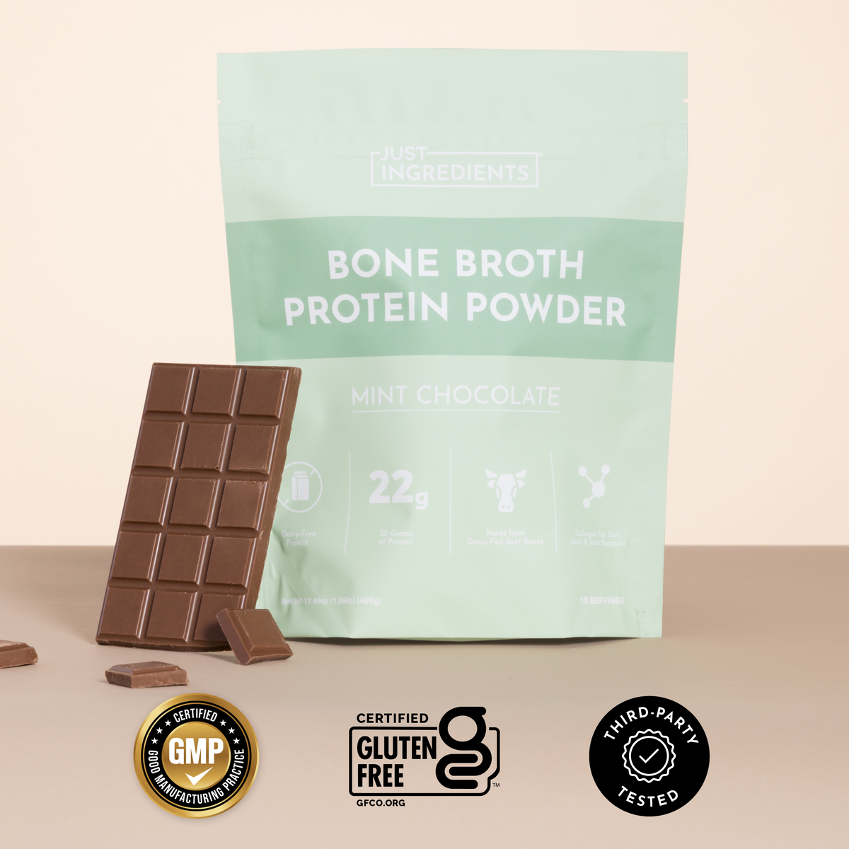 Mint Chocolate Bone Broth Protein Powder - Certification