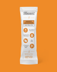 Single-serve Mango Lemonade electrolyte stick packet showing ingredient highlights and nutrition panel.