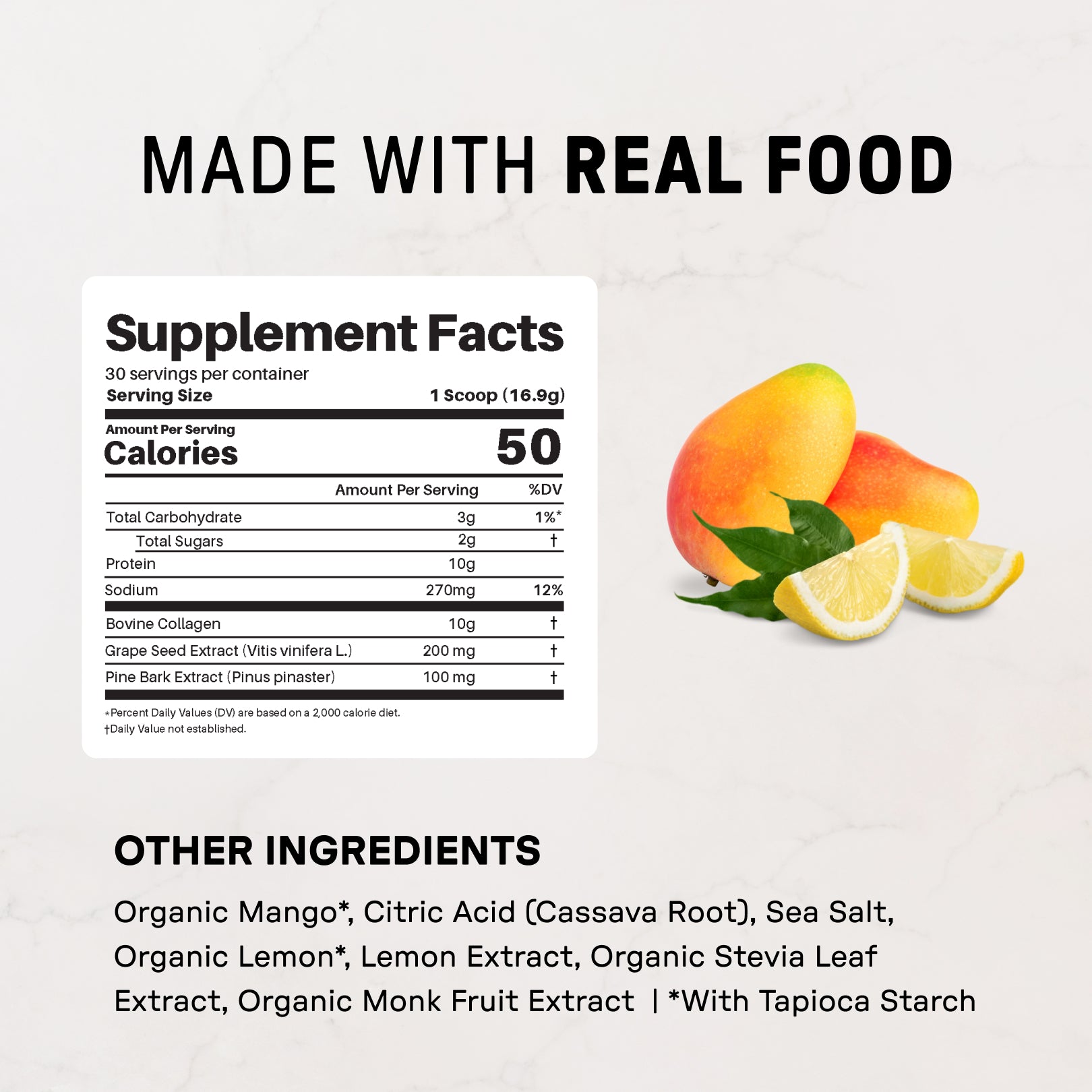 Mango Lemonade Collagen Peptides, 10g Collagen — 30 Servings