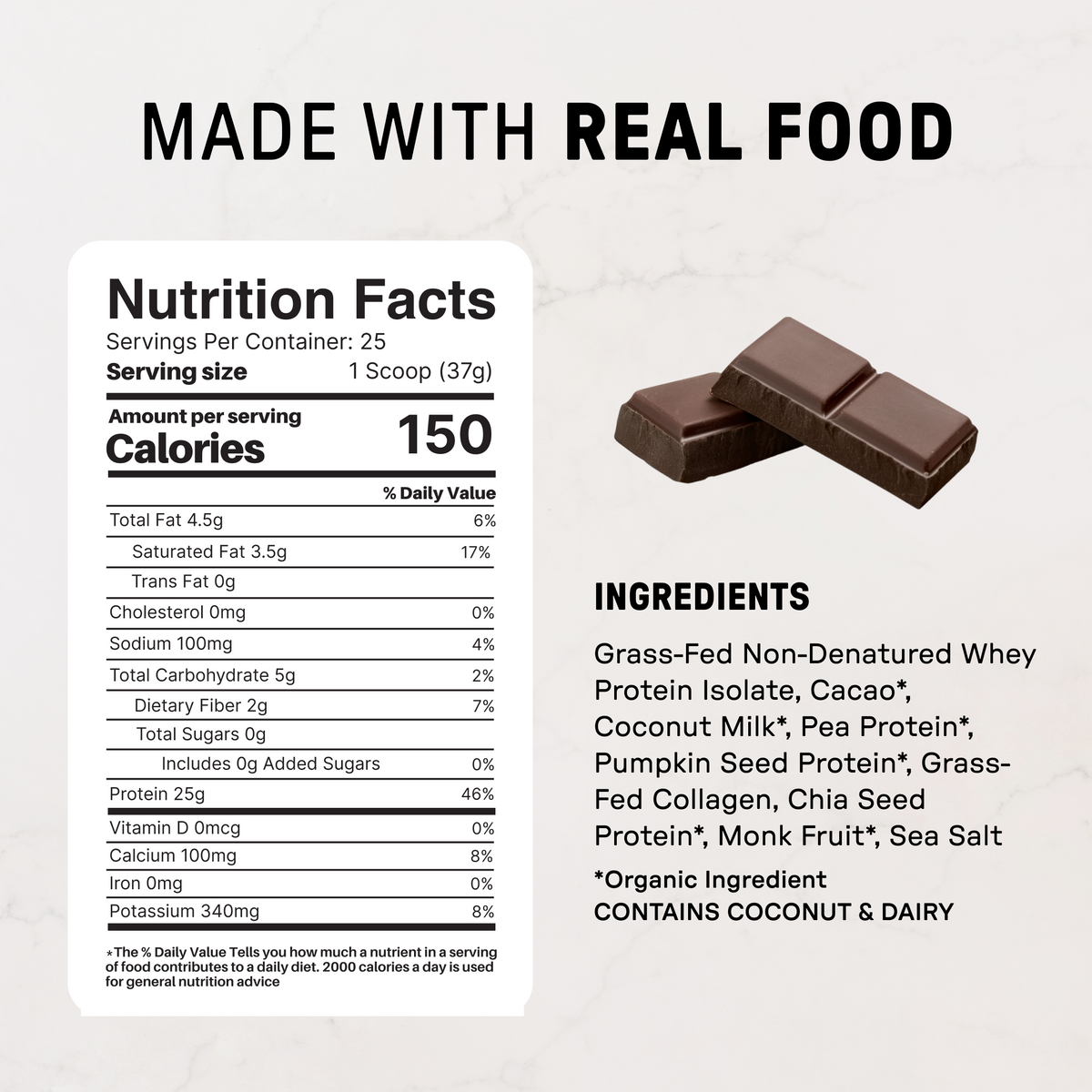Chocolate Protein Powder NSF - Nutrition Panel