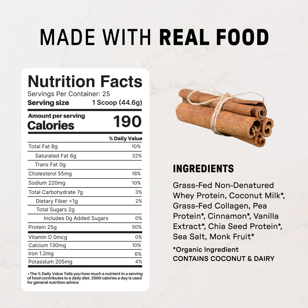 Snickerdoodle Protein Powder NSF - Nutrition Panel