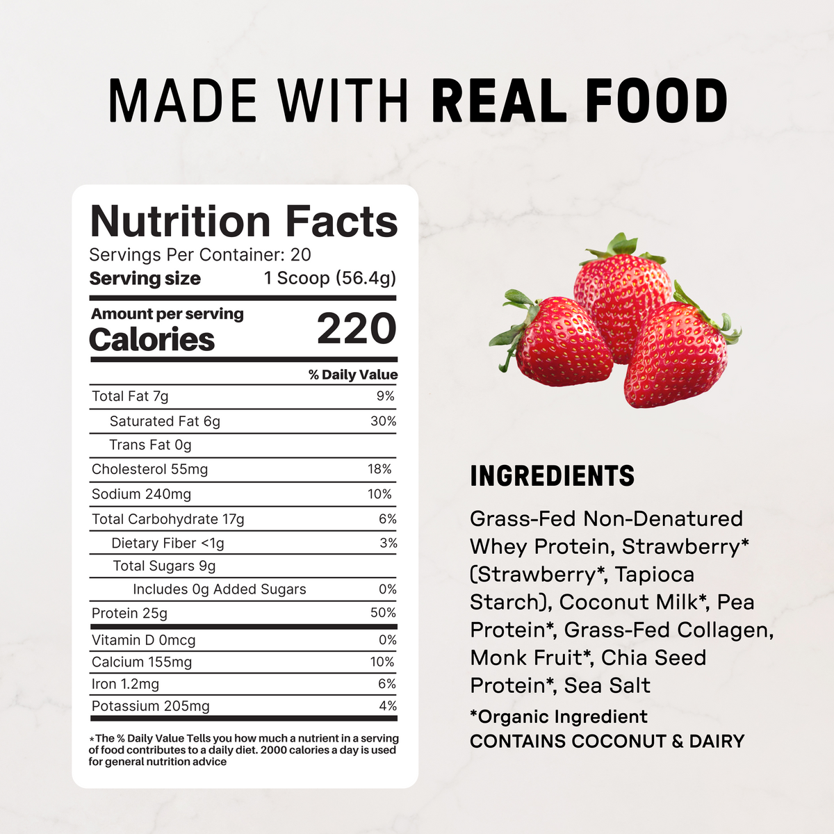 Strawberries and Cream Protein Powder NSF - Nutrition Panel