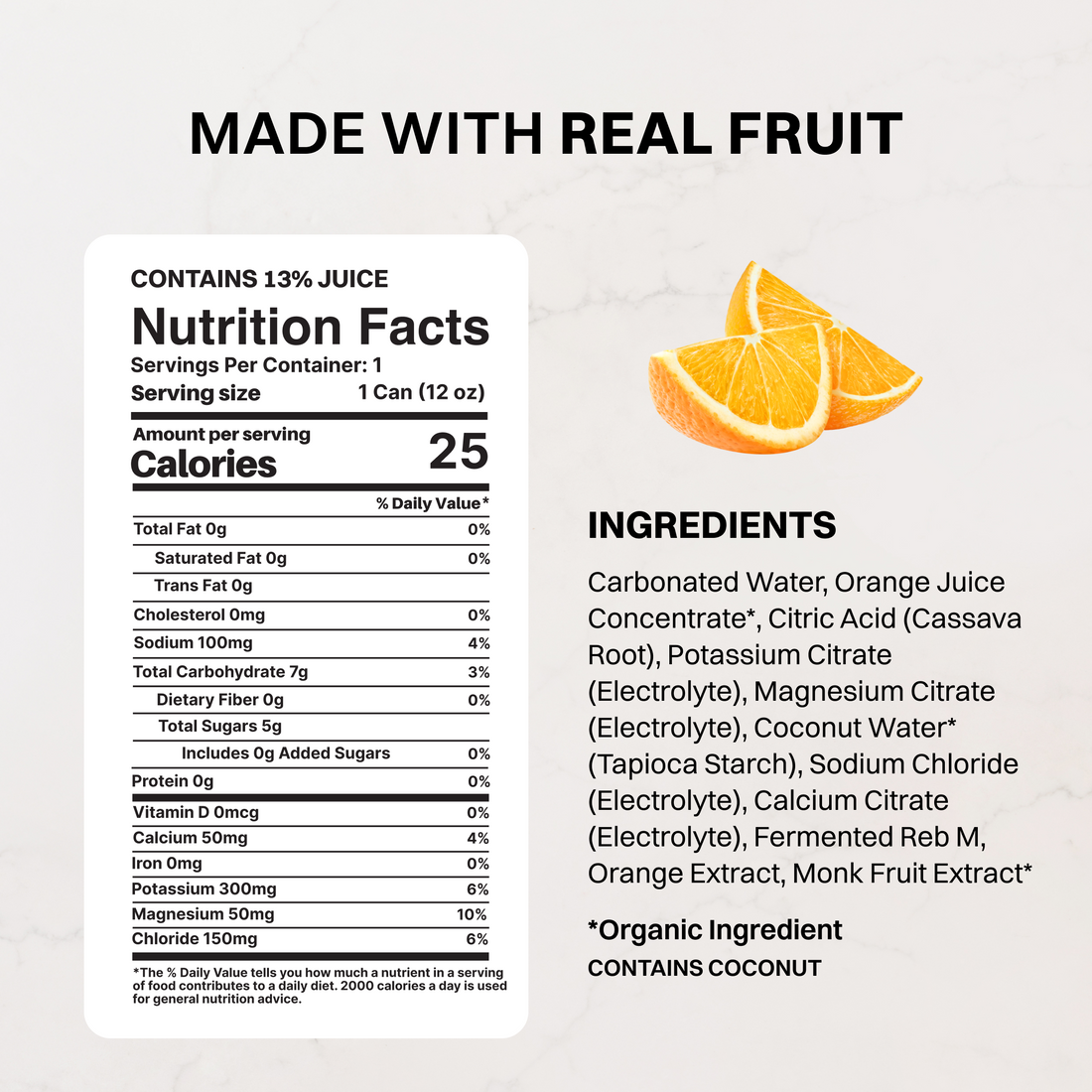 Orange Fizz Sparkling Electrolytes - Nutrition Panel