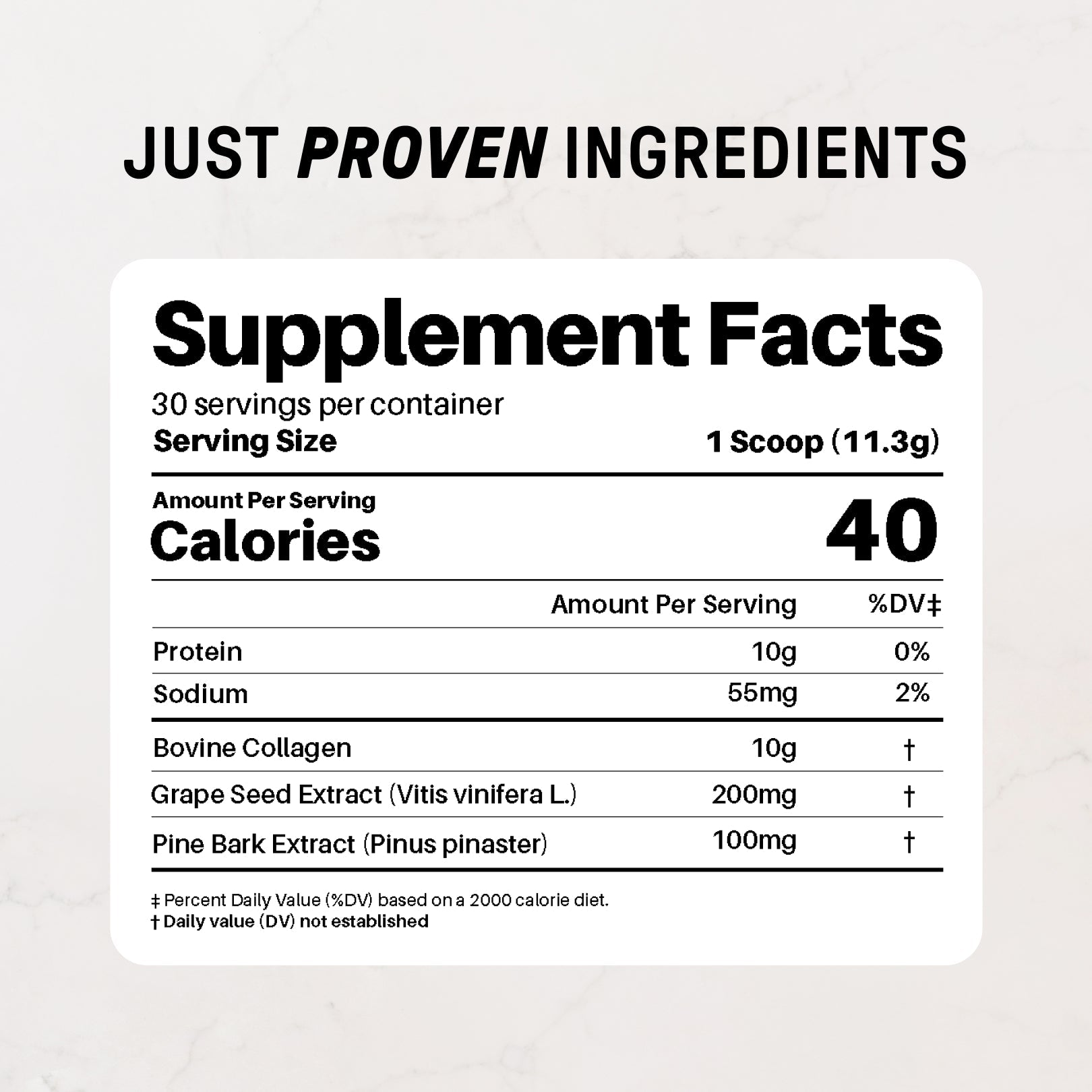 Plain Collagen Peptides - Nutrition Panel