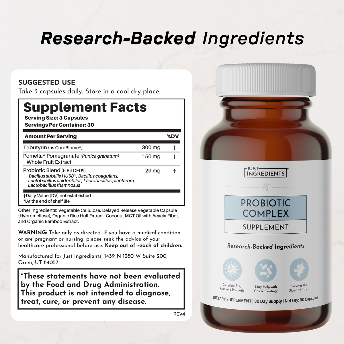 Probiotic Complex Capsules - Nutrition Panel