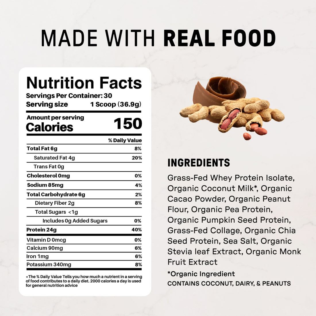 Roasted Peanut Butter Chocolate Protein Powder - Nutrition Panel