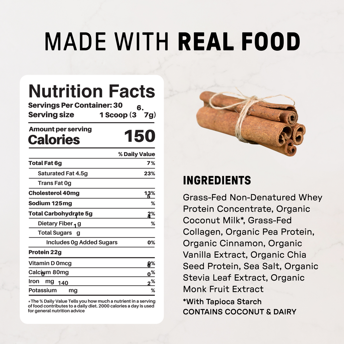 Snickerdoodle Protein Powder - Nutrition Panel