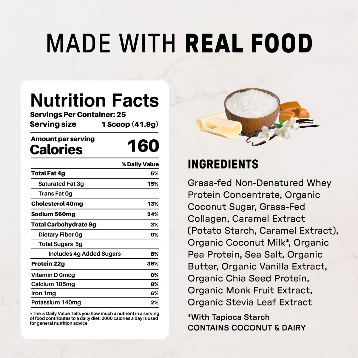 Salted Caramel Protein Powder - Nutrition Panel